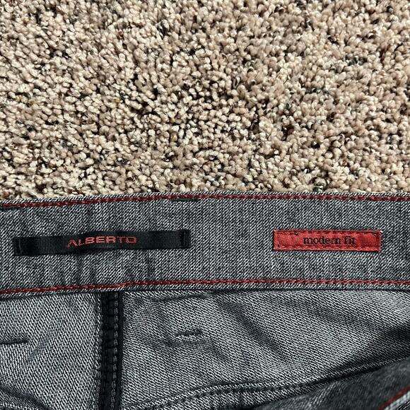 Alberto Pants Mens 35x32 Gray Stone Modern Fit Stretch Twill 5-Pocket 5001 - Picture 4 of 8